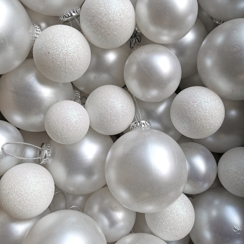 helmiäis valkoinen glitter joulupallo joulukoriste